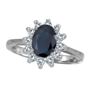 Lady Diana Blue Sapphire and Diamond Ring 14k White Gold 2.10 ctw - All