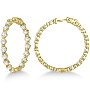 Medium Round Floating Diamond Hoop Earrings 14k Yellow Gold 6.80ct - All