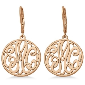 Customized Initial Circle Monogram Earrings in 14k Rose Gold - All