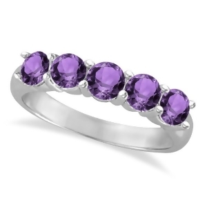 Five Stone Amethyst Ring 14k White Gold 2.20ctw - All