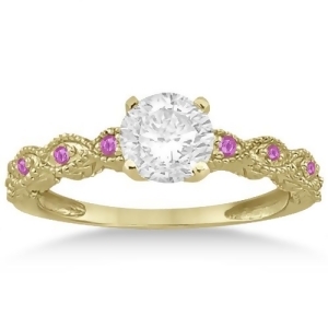 Vintage Marquise Pink Sapphire Engagement Ring 14k Yellow Gold 0.18ct - All
