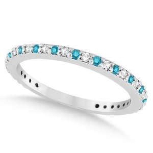Eternity White and Blue Diamond Wedding Band in 14K White Gold 0.54ct - All