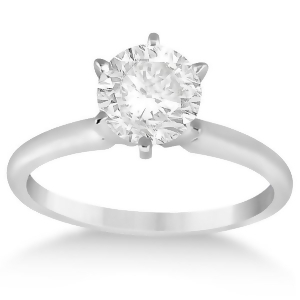 Six-prong 14k White Gold Solitaire Engagement Ring Setting - All