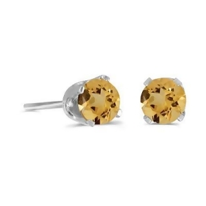 Round Citrine Stud Earrings in 14k White Gold 0.40 tcw - All