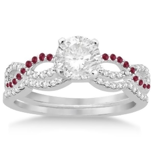 Infinity Diamond and Ruby Ring Engagement Ring Bridal Set platinum 0.34ct - All