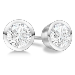 2.00Ct. Bezel Set Diamond Stud Earrings 14kt White Gold H Si1-si2 - All