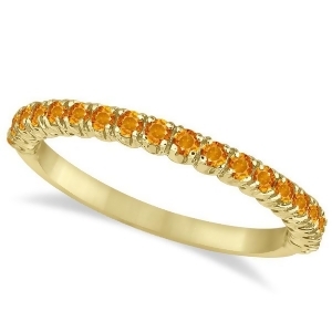 Half-eternity Pave-Set Thin Citrine Stack Ring 14k Yellow Gold 0.65ct - All