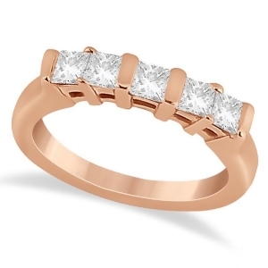 5 Stone Princess Cut Channel Set Diamond Ring 14K Rose Gold 0.50ct - All