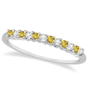 Diamond and Yellow Sapphire Wedding Band 14k White Gold 0.20ct - All