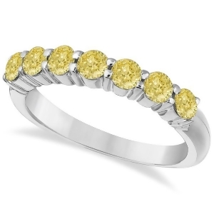 Seven-stone Fancy Yellow Diamond Ring Band 14k White Gold 1.00ct - All