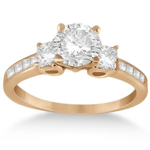 Three-stone Princess Cut Diamond Engagement Ring in 14k Rose Gold 0.64 ctw - All