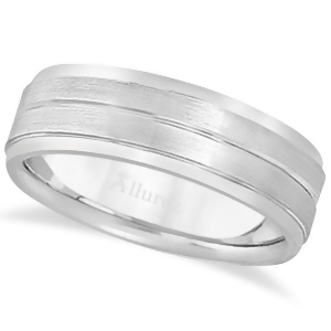 Carved Wedding Band in Palladium For Men 7mm - All