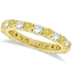 Fancy Yellow Canary and White Diamond Eternity Band 14k Gold 1.07ct - All