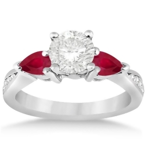 Diamond and Pear Ruby Gemstone Engagement Ring Palladium 0.79ct - All