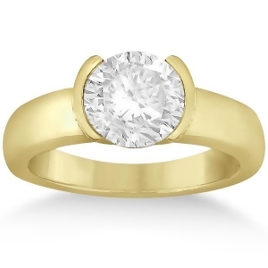 Half-bezel Solitaire Engagement Ring Setting in 18k Yellow Gold - All