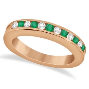 Semi-eternity Emerald Wedding Band 14K Rose Gold 0.56ct - All