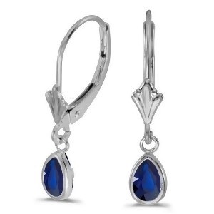 Pear Blue Sapphire Drop Dangling Earrings 14k White Gold 0.90ct - All