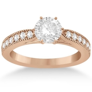 Cathedral Antique Style Engagement Ring 14k Rose Gold 0.28ct - All