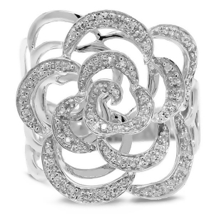0.23Ct 14k White Gold Diamond Flower Ring - All