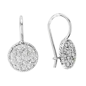 Pave Set Diamond Circle Earrings 14K White Gold 0.65ct - All