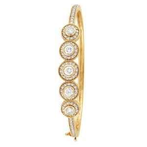 Vintage Style Diamond Bangle Bracelet 18K Yellow Gold 2.57ct - All