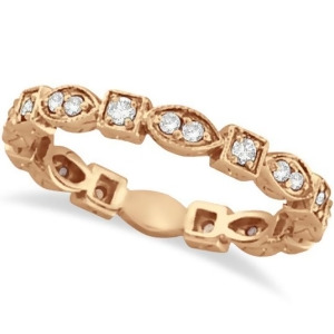 Antique Style Diamond Eternity Ring Band in 14k Rose Gold 0.36ct - All