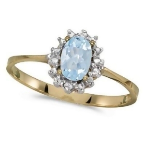 Aquamarine and Diamond Right Hand Flower Shaped Ring 14k Yellow Gold - All