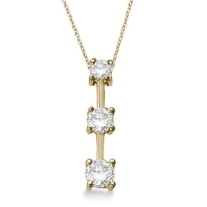 Three-stone Graduated Diamond Pendant Necklace 14k Yellow Gold 0.25ct - All