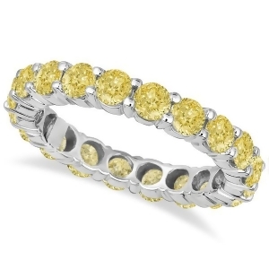 Fancy Canary Yellow Diamond Eternity Ring Band 18k White Gold 3.00ct - All