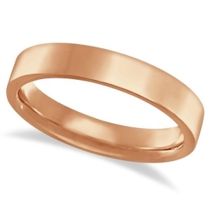 Flat Comfort-Fit Plain Ring Wedding Band 14k Rose Gold 4mm - All