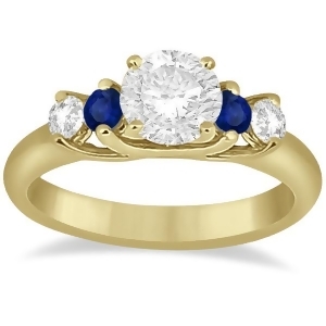 Five Stone Diamond and Sapphire Engagement Ring 18k Yellow Gold 0.50ct - All