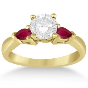 Pear Cut Three Stone Ruby Engagement Ring 14k Yellow Gold 0.50ct - All