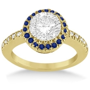 Pave Halo Sapphire and Diamond Engagement Ring 14k Yellow Gold 0.45ct - All
