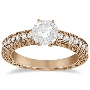 Vintage Style Diamond Filigree Engagement Ring 14k Rose Gold 0.16ct - All