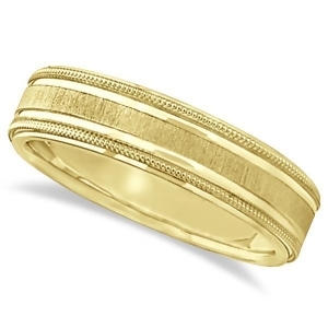 Carved Edged Milgrain Wedding Ring in 18k Yellow Gold 5mm - All