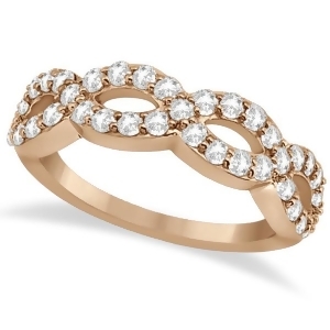 Pave Set Twisted Infinity Diamond Ring Band 18k Rose Gold 0.75ct - All