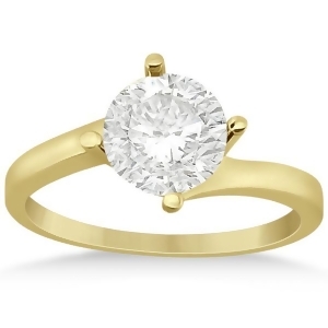 Curved Four-Prong Bypass Solitaire Engagement Ring 18k Yellow Gold - All