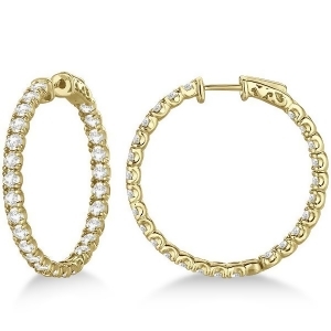 Fancy Medium Round Diamond Hoop Earrings 14k Yellow Gold 5.25ct - All