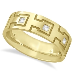 Princess Cut Eternity Diamond Ring for Men 18k Yellow Gold 0.50ct - All
