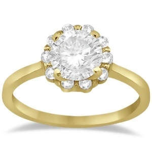 Floral Diamond Halo Engagement Ring Setting 14k Yellow Gold 0.20ct - All