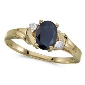 Oval Blue Sapphire and Diamond Ring in 14K Yellow Gold 0.95ct - All