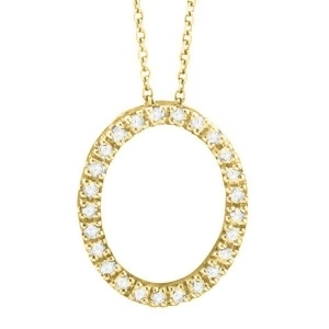 Diamond Oval Pendant Necklace 14k Yellow Gold 0.25ct - All