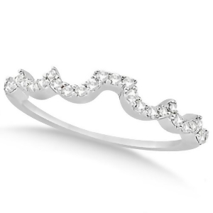 Heart Shape Contoured Diamond Wedding Ring 18k White Gold 0.20ct - All