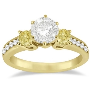 3 Stone White and Yellow Diamond Engagement Ring 14K Yellow Gold 0.45 ctw - All