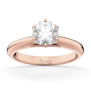 Six-prong 14k Rose Gold Solitaire Engagement Ring Setting - All