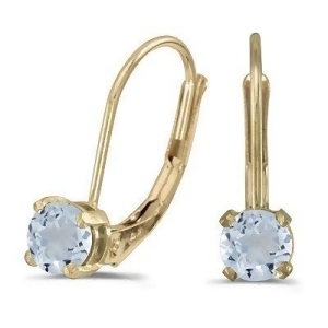 Aquamarine Lever-Back Drop Earrings 14k Yellow Gold 0.46ctw - All