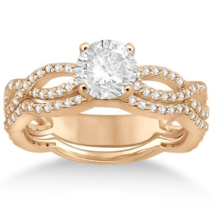 Infinity Diamond Engagement Ring with Band 14k Rose Gold 0.65ct - All