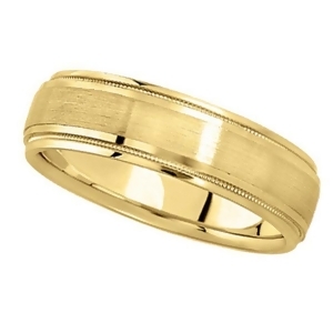 Carved Wedding Band in 14k Yellow Gold For Men 5mm - All