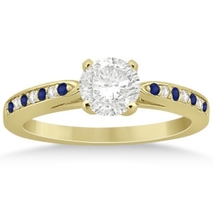 Cathedral Blue Sapphire Diamond Engagement Ring 18k Yellow Gold 0.26ct - All