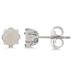 Opal Stud Earrings Sterling Silver Prong Set 0.60ct - All